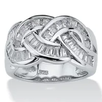 DiamonArt® Womens /4 CT. T.W. White Cubic Zirconia Platinum Over Silver Cocktail Ring