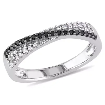 Midnight Black 2.5MM 1/4 CT. T.W. Natural Diamond Sterling Silver Band