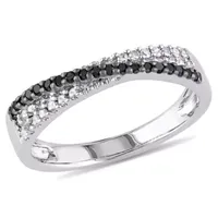 Midnight Black 2.5MM 1/4 CT. T.W. Mined Diamond Sterling Silver Round Band