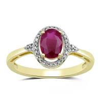 Womens Genuine Pink Sapphire 10K Gold Cocktail Ring