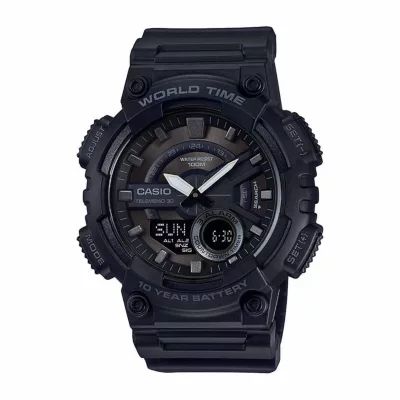 Casio World Time Mens Multi-Function Black Strap Watch Aeq110w-1bos