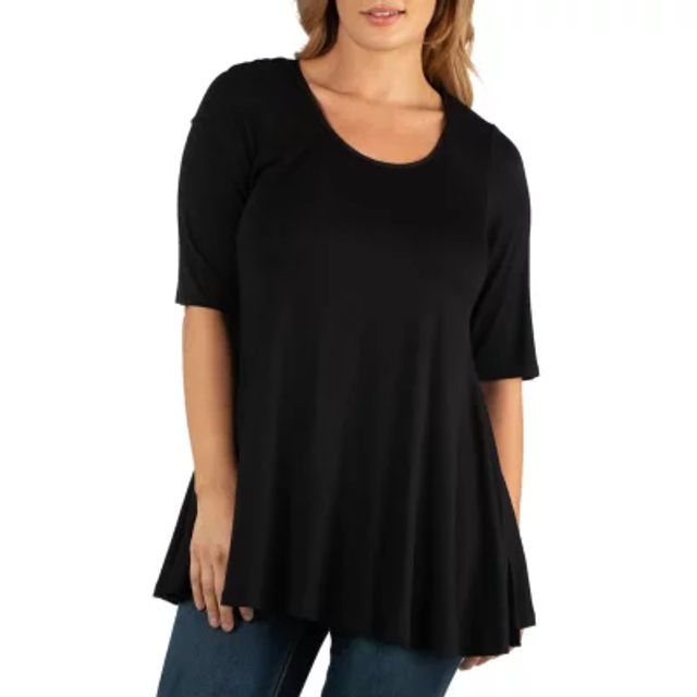 Elbow Sleeve Swing Tunic Top For Women – 24seven Comfort Apparel