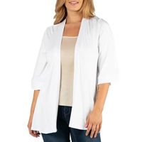 24/7 Comfort Apparel Open Front Elbow Sleeve Cardigan - Plus