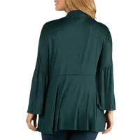 24/7 Comfort Apparel Long Flared Sleeve Open Front Cardigan - Plus