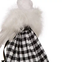 Glitzhome Black & White Plaid Angel Christmas Tree Topper