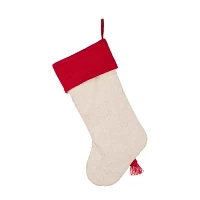 Glitzhome Led Embroidered Linen Reindeer Christmas Stocking