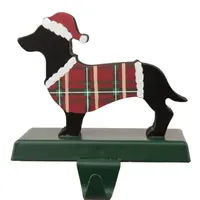 Glitzhome Wooden & Metal Dachshund Christmas Stocking Holder