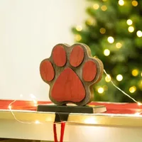 Glitzhome Wooden & Metal Paw Christmas Stocking Holder