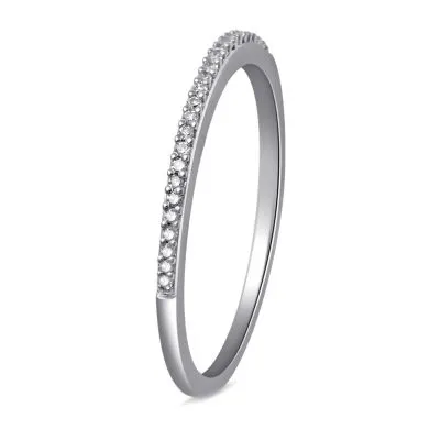 2MM Diamond Accent Mined White Sterling Silver Wedding Band