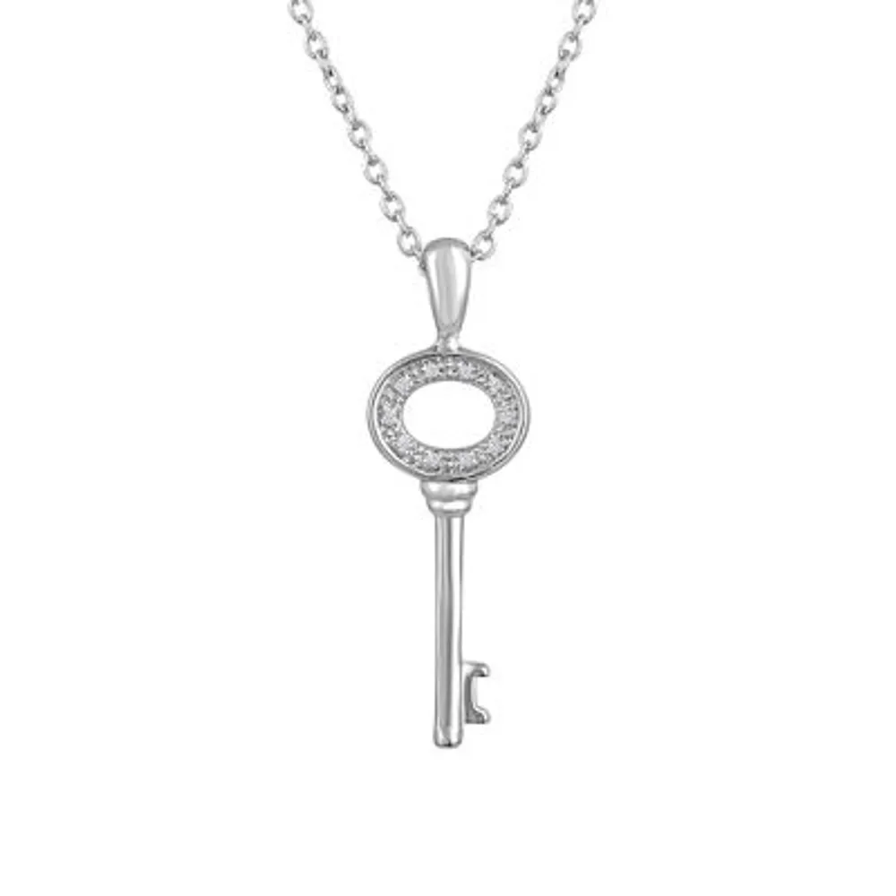Diamond Accent "Balance" Womens Diamond Accent Natural White Diamond Sterling Silver Keys Pendant Necklaces
