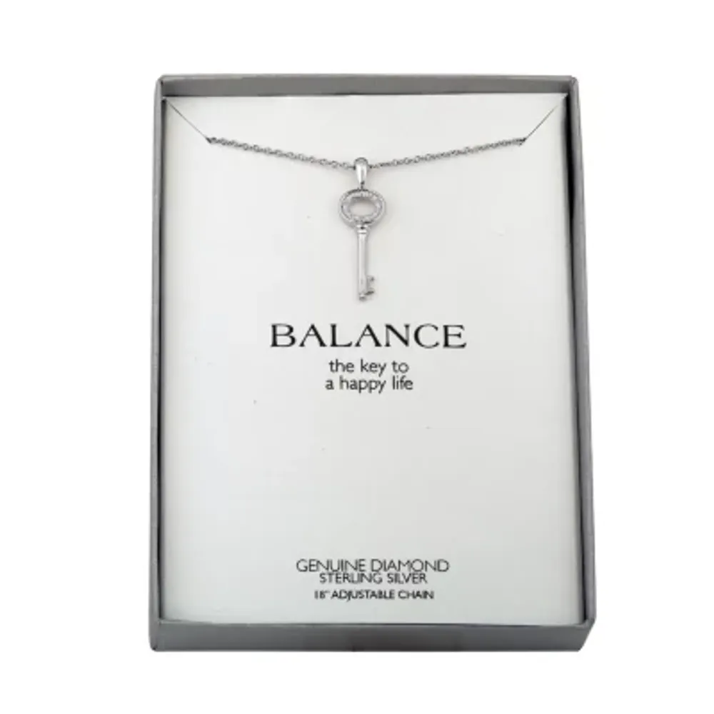 Macy's Diamond Accent Two-Tone Key Pendant Necklace in Sterling Silver &  10k Gold - Macy's