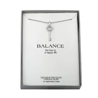 Diamond Accent "Balance" Womens Diamond Accent Natural White Diamond Sterling Silver Keys Pendant Necklace