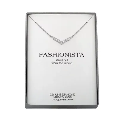 Diamond Accent "Fashionista" Womens Diamond Accent Mined Diamond Sterling Silver Chevron Necklaces