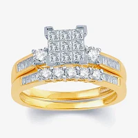 1 CT.T.W. Natural Diamond 10K Yellow Gold Bridal Ring Set