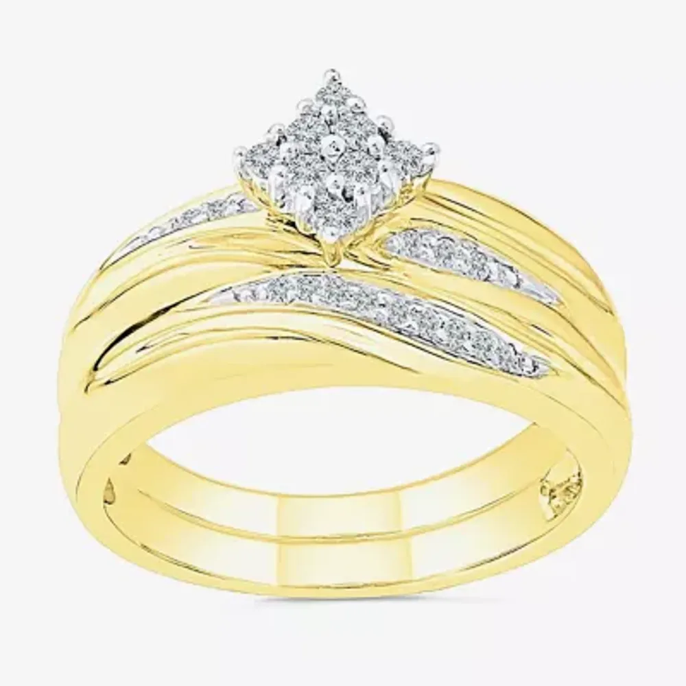 Womens 1/6 CT. T.W. Natural White Diamond 10K Gold Bridal Set