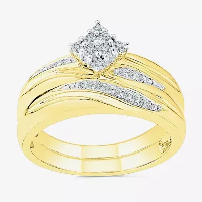 Womens 1/6 CT. T.W. Natural White Diamond 10K Gold Bridal Set