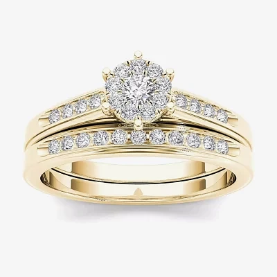 1/2 CT.T.W. Natural Diamond 10K Yellow Gold Bridal Set Ring