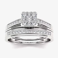 1/2 CT.T.W. Natural Diamond 10K White Gold Bridal Ring Set