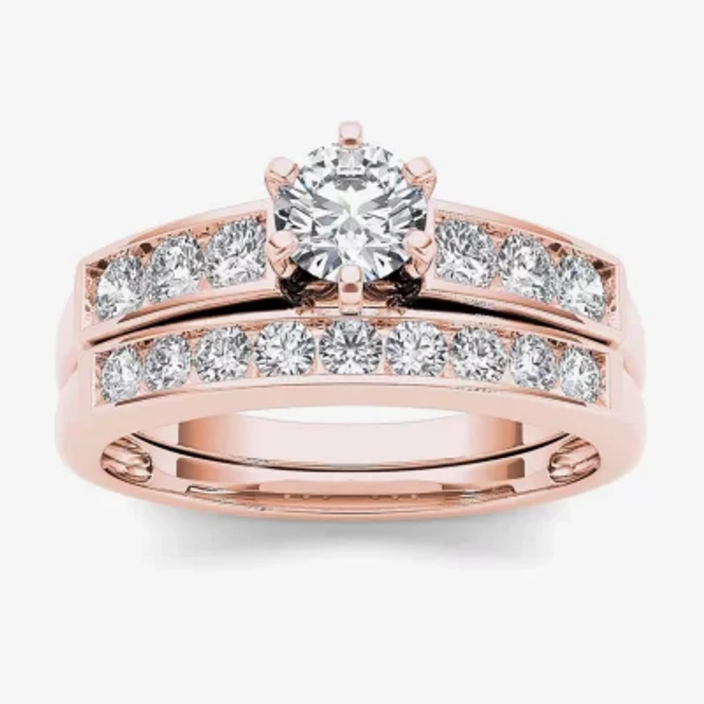 1 CT.T.W. Natural Diamond 14K Rose Gold Bridal Set