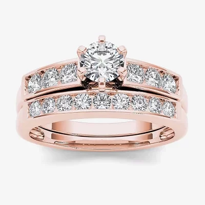 1 CT.T.W. Natural Diamond 14K Rose Gold Bridal Set