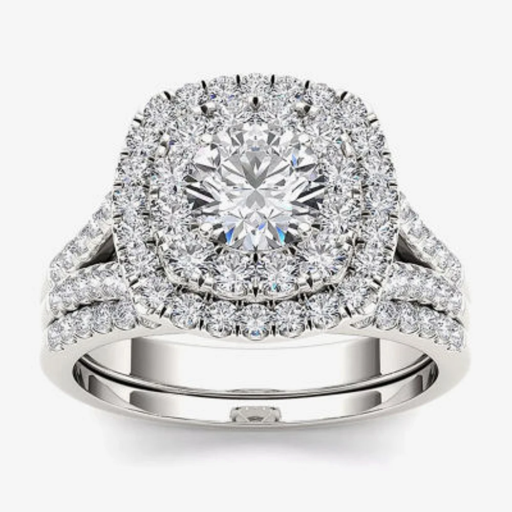 2 CT.T.W. Natural Diamond 14K White Gold Bridal Set