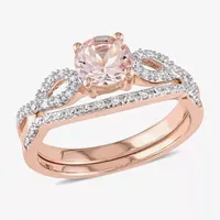 1/3 CT. T.W. Pink Morganite 10K Gold Bridal Set