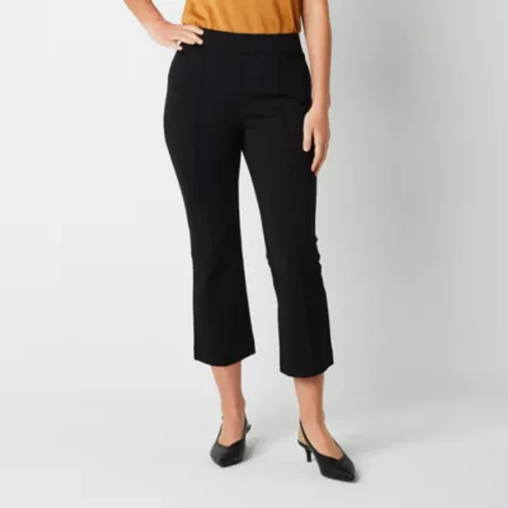 Liz Claiborne Womens Mid Rise Flare Pull-On Pants