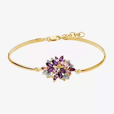 Genuine Purple Casted Amethyst 14K Gold Over Silver Bangle Bracelet