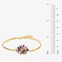 Genuine Purple Casted Amethyst 14K Gold Over Silver Bangle Bracelet