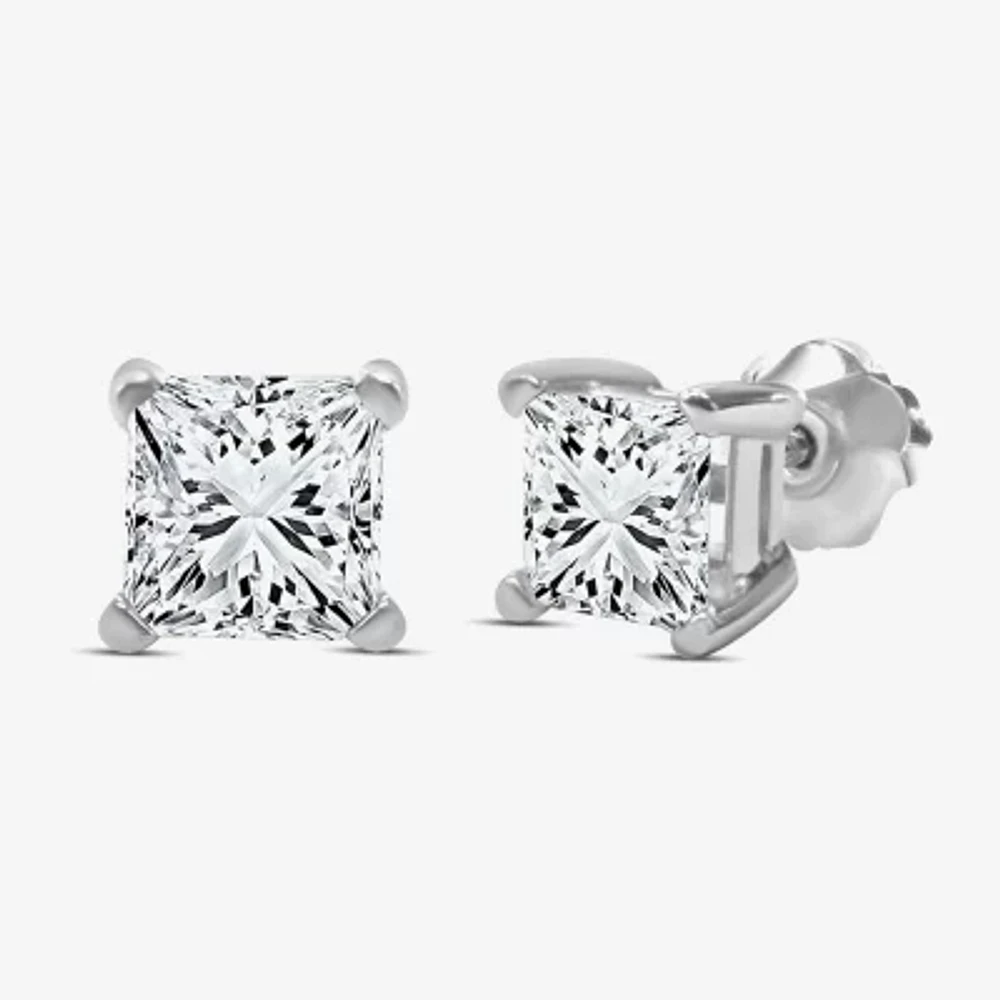 Premier Collection 1 CT. T.W. Natural Diamond Princess-Cut Stud Earrings 14K Gold