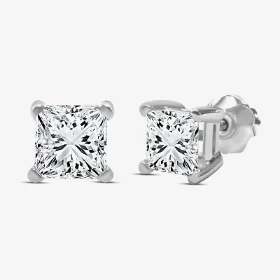 Premier Collection 1 CT. T.W.  Natural Diamond Princess-Cut Stud Earrings 14K Gold