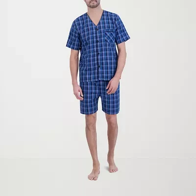 Hanes Mens Short Sleeve V-Neck 2-pc. Shorts Pajama Set