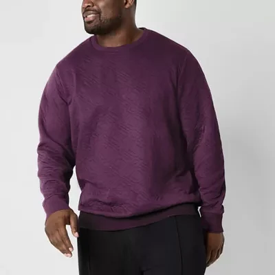 Shaquille O'Neal XLG Quilted Texture Fleece Big and Tall Mens Long Sleeve Sweatshirt
