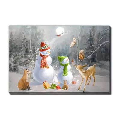 Streamline Art Woodland Snowmen Canvas Art