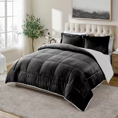 Swift Home Reversible Micro-Mink And Sherpa Midweight Down Alternative Comforter Set