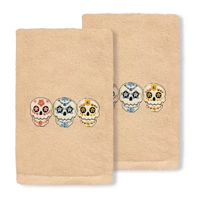 Linum Home Textiles Skulls Embroidered 2-pc. Hand Towels