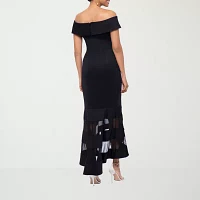 DJ Jaz Off The Shoulder Womens Short Sleeve Midi Evening Gown