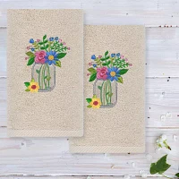 Linum Home Textiles Flower Crown Embroidered 2-pc. Hand Towels