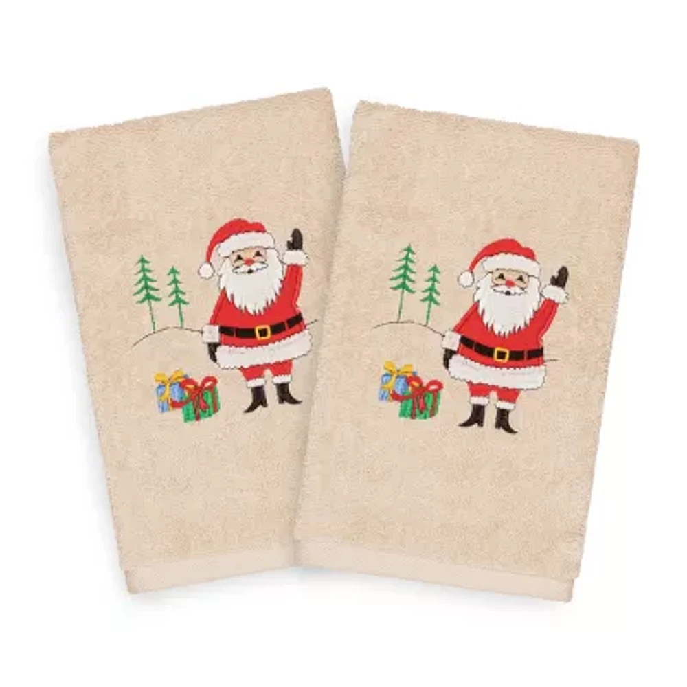 Linum Home Textiles Xmas Santa Waving 2-pc. Hand Towels