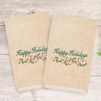 Linum Home Textiles Xmas Happy Holidays 2-pc. Hand Towels