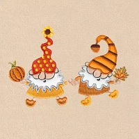 Linum Home Textiles Autumn Gnomes Embroidered 2-pc. Hand Towels