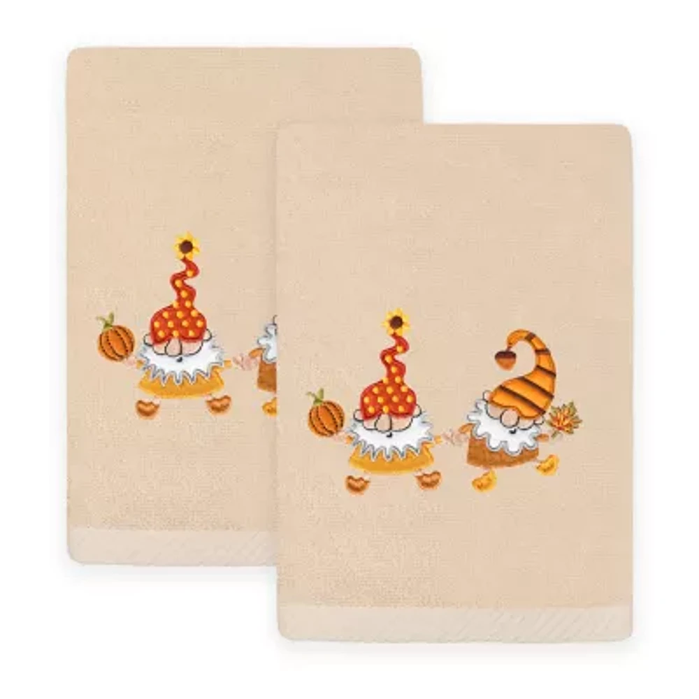 Linum Home Textiles Autumn Gnomes Embroidered 2-pc. Hand Towels