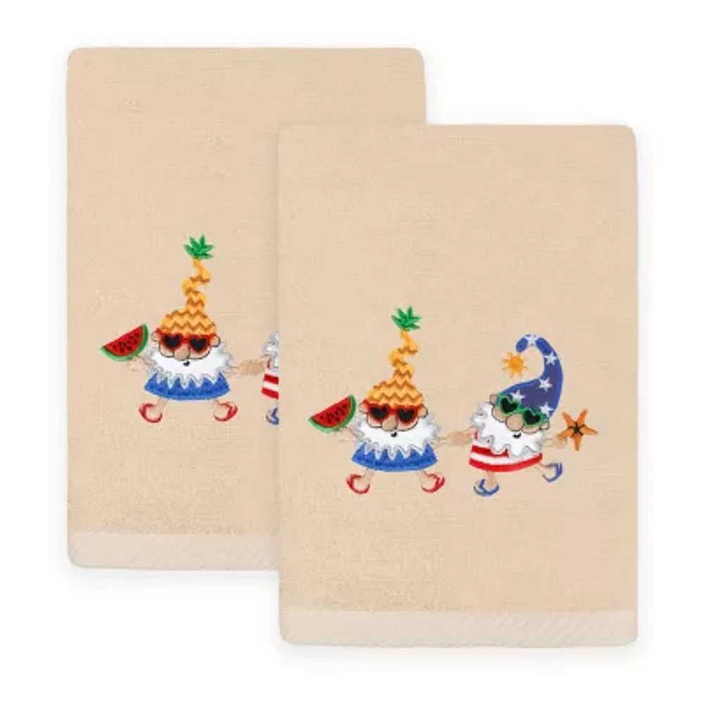 Linum Home Textiles Summer Gnomes Embroidered 2-pc. Hand Towels