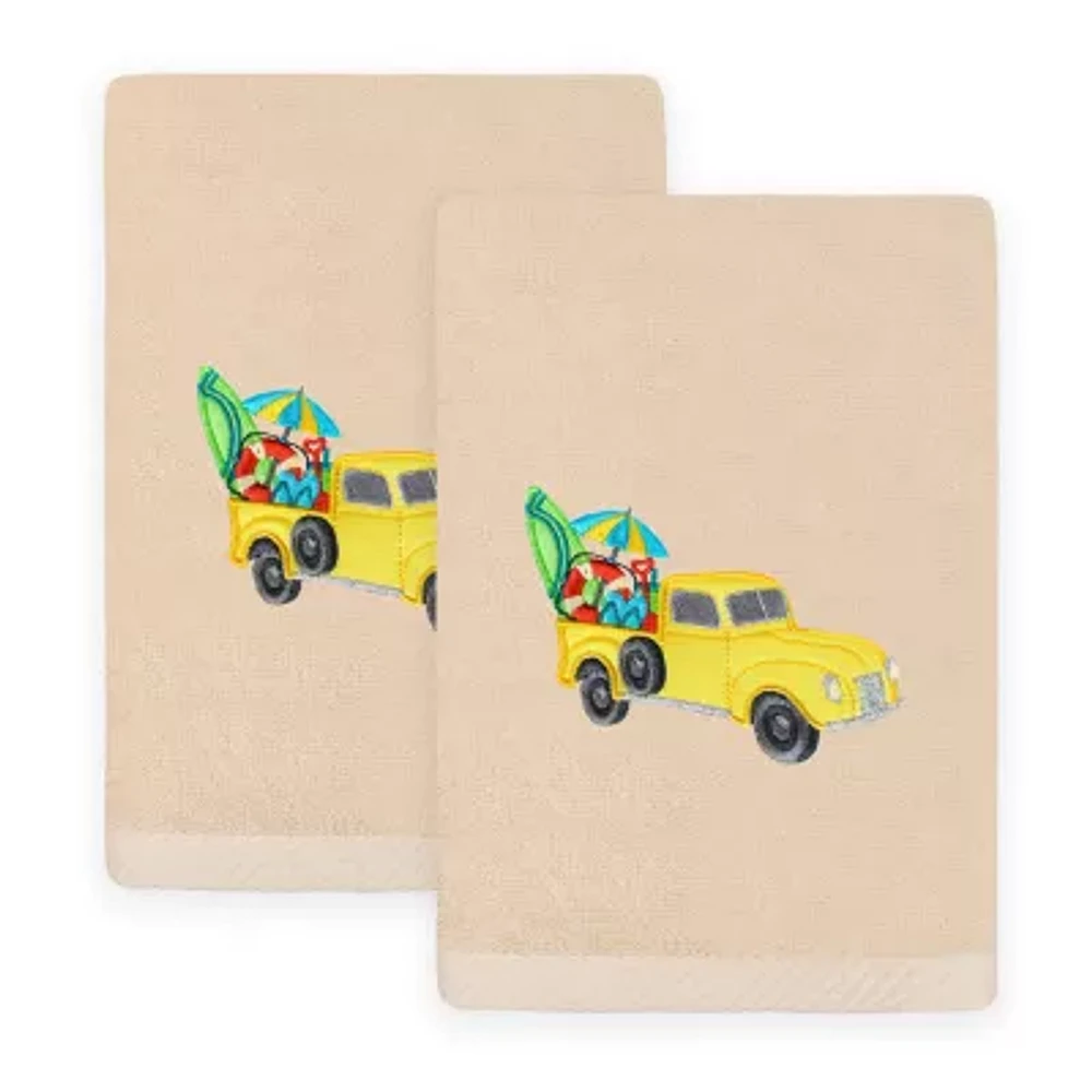 Linum Home Textiles Summer Truck Embroidered 2-pc. Hand Towels