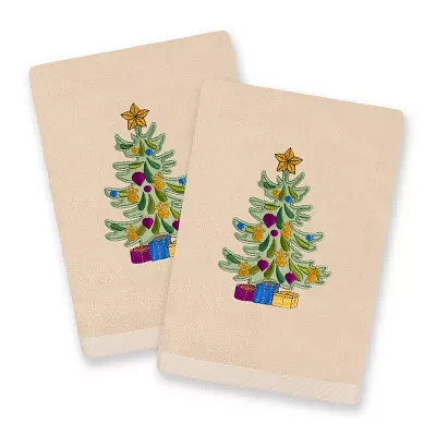 Linum Home Textiles Christmas Presents Embroidered 2-pc. Hand Towels