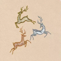 Linum Home Textiles Xmas Leaping Deer Embroidered 2-pc. Hand Towels