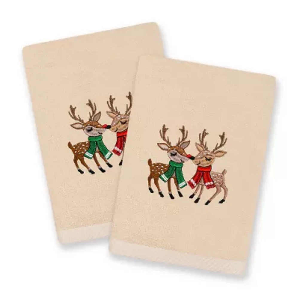 Linum Home Textiles Christmas Kisses Embroidered 2-pc. Hand Towels