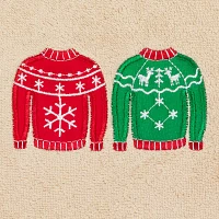 Linum Home Textiles Christmas Sweaters Embroidered 2-pc. Hand Towels