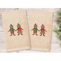 Linum Home Textiles Xmas Gingerbread Embroidered 2-pc. Hand Towels