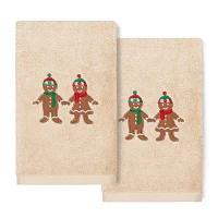 Linum Home Textiles Xmas Gingerbread Embroidered 2-pc. Hand Towels